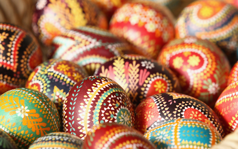 Painted easter eggs in traditional Sorbian motives are pictured on the season opening of the open-air museum Lehde, near Lubbenau, Germany. Easter egg painting is a strong part of Sorbian tradition and visual elements within the painting are meant to ward off evil. Sorbians are a Slavic minority in eastern Germany and many still speak Sorbian, a language closely related to Polish and Czech. (Getty Images)