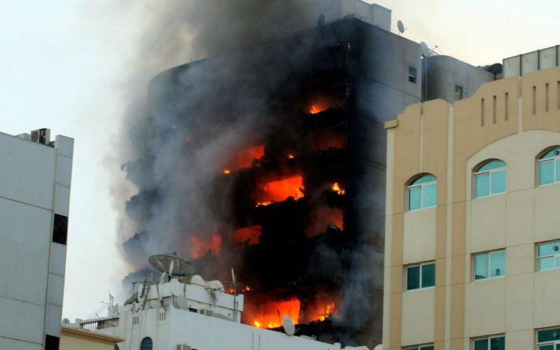 Six people who were injured in the incident were airlifted to Kuwaiti Hospital in Sharjah. (CHANDRA BALAN)