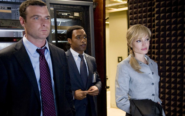 Liev Schreiber as 'Ted Winter', Chiwetel Ejiofor as 'Peabody' and Angelina Jolie as 'Evelyn Salt' in Columbia Pictures' contemporary action thriller Salt. (SUPPLIED)