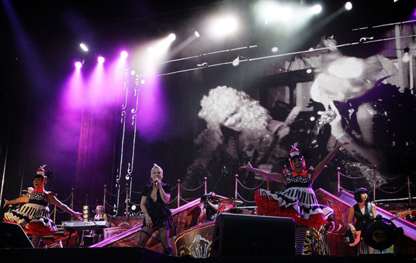 US singer Pink performs during the last consert of her World Tour in Kristiansand. (AFP)