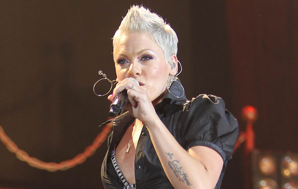 US singer Pink performs on stage on July 13, 2010 in Nice, southeastern France. (AFP)