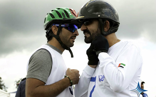 Sheikh Mohammed conferring with Sheikh Hamdan (SUPPLIED)
