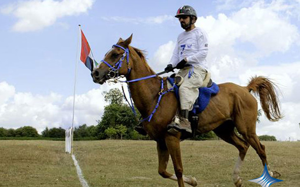 Sheikh Mohammed crossing the finish line. (SUPPLIED)