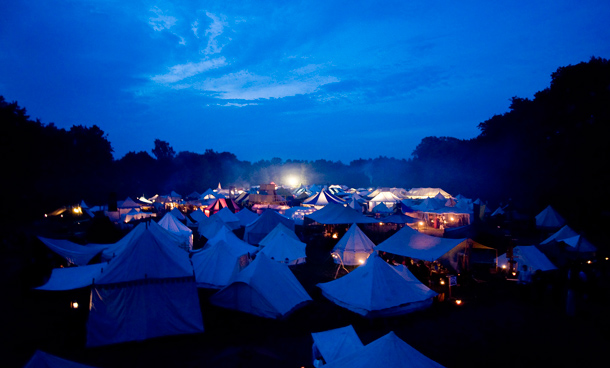 An overview shows a tent-village of the "Conquest 2010 LARP" (Live Action Role Play) in the northern German village of Brokeloh near Hanover. About 7000 participants from Europe, the United States and Japan dressed up as fantasy characters such as knights and trolls to take part in the three-day role playing event. (REUTERS)