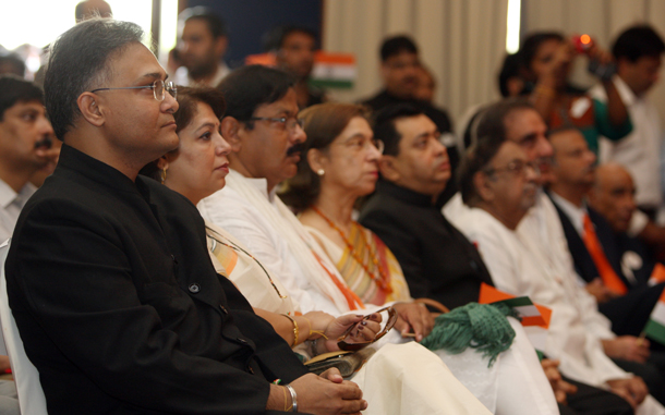 Council General of India Sanjay Verma,(L)attends the Independence Day. (Xavier Wilson)