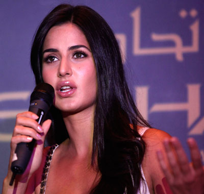 Bollywood actress Katrina Kaif speaks during a news conference in Mumbai, India. Etihad Airways, the national airline of the United Arab Emirates, has announced Kaif as the airlines new brand ambassador. (AP)