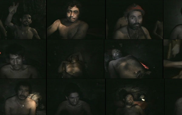 A combination of video grabs shows miners trapped underground in a copper and gold mine at Copiapo, some 725 km (450 miles) north of Santiago. (REUTERS)