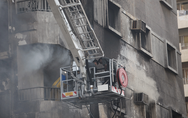 A residential apartment at the Karama street along the Airport Road caught fire on Saturday afternoon. Nearly 30 families in the building were evacuated safely, while several cars parked nearby were destroyed in the blaze. According to media reports, nine were injured (Joseph Capellan)