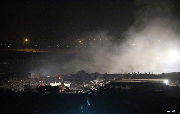 A view of the site where a cargo airplane crashed while taking off at Dubai airport, United Arab Emirates. (EPA)