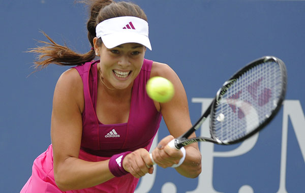 Ana Ivanovic of Serbia plays against Virginie Razzano of France during their US Open 2010 match at the USTA Billie Jean King National Tennis Center in New York. (AFP)