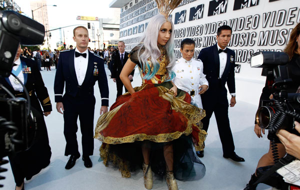 Lady Gaga arrives at the MTV Video Music Awards on Sunday, Sept. 12, 2010 in Los Angeles. (AP)