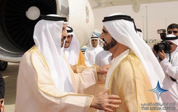 The UAE President His Highness Sheikh Khalifa bin Zayed Al Nahyan, was welcomed home by His Highness Sheikh Mohammed bin Rashid Al Maktoum, Vice-President and Prime Minister of the UAE and Ruler of Dubai, following his successful treatment abroad