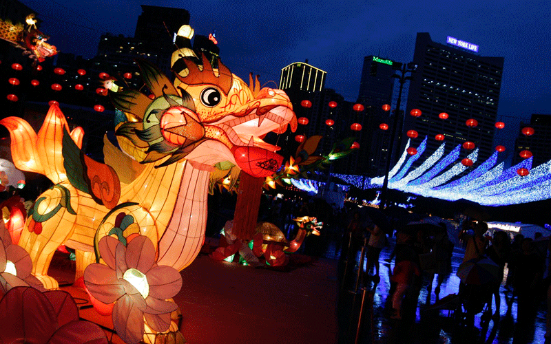 Lanterns are seen in Hong Kong's Victoria Park. (EPA)