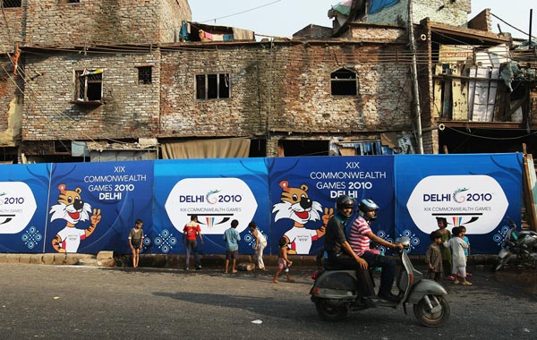 Games signage around Old Delhi ahead of the Delhi 2010 Commonwealth Games on October 2, 2010 in Delhi, India. (GETTY)