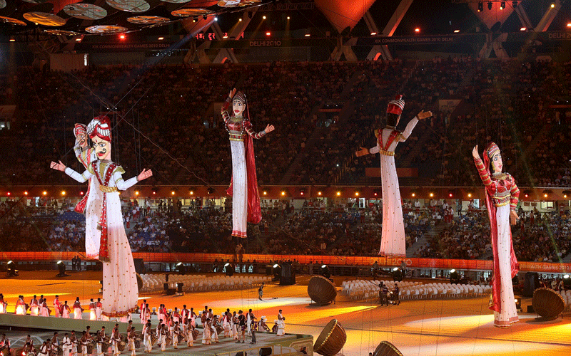 A general view of the Opening Ceremony for the Delhi 2010 Commonwealth Games at Jawaharlal Nehru Stadium. (GETTY IMAGE)