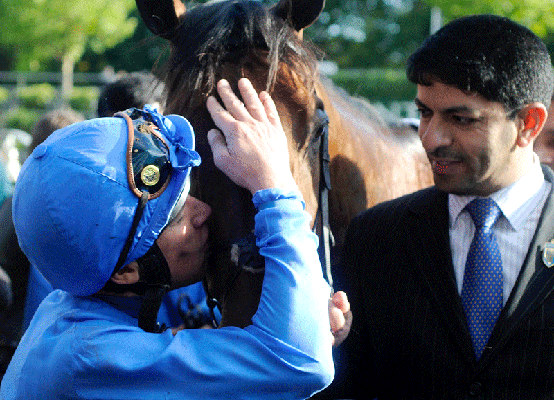 Frankie Dettori and Saeed bin Suroor celebrating a victory earlier in the season for Godolphin. (FILE)