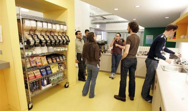 Employees, or Googlers as they are known, take a break at the New York City offices of Google. (REUTERS)