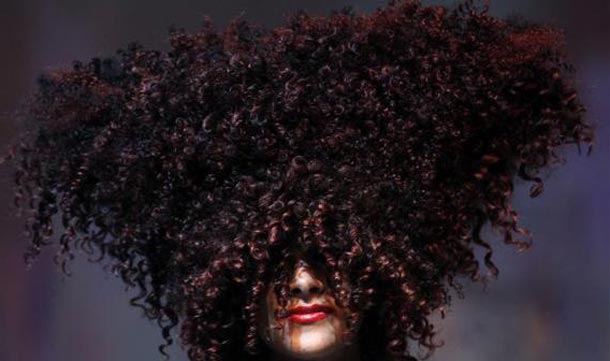A model displays a creation during the Alternative Hair Show at the Grand Temple, Freemason's Hall in central London. (REUTERS)