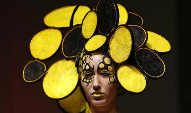 A model displays a creation during the Alternative Hair Show at the Grand Temple, Freemason's Hall in central London. (REUTERS)