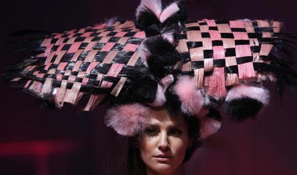 A model displays a creation during the Alternative Hair Show at the Grand Temple, Freemason's Hall in central London. (REUTERS)