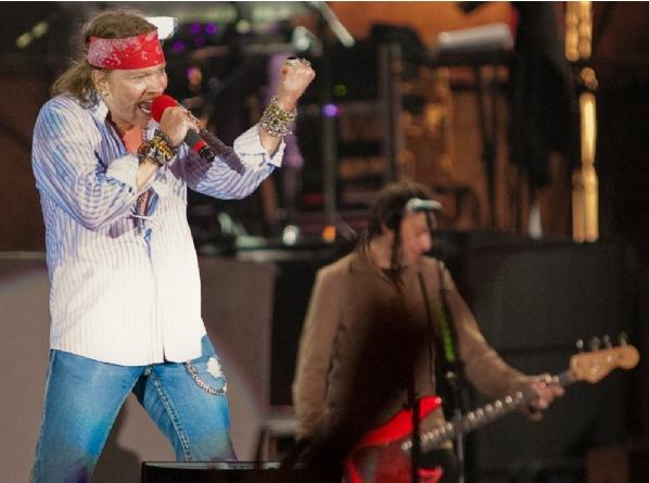 Guns N' Roses have been on tour all year -- with typically entertaining reviews! (FILE)