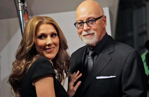 Celine Dion, pictured here with husband René Angelil, gave birth to twin boys in Florida last Saturday (AP)