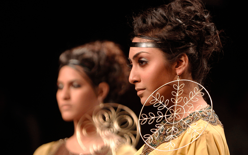 Models present creations by Kavita Bhartia at the Wills Lifestyle India Fashion Week in New Delhi, India. (AP)