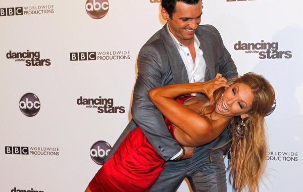 Dancers Kym Johnson and Tony Dovolani perform at the 200th Episode Celebration of  ABC's 'Dancing with the Stars' in Hollywood, California. (REUTERS)