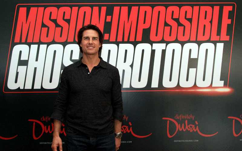 Hollywood actor Tom Cruise reveals the name of the fourth 'Mission:Impossible' film at a news conference in Dubai on Thursday, October 28 (PATRICK CASTILLO)