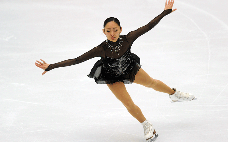 Miki Ando of Japan competes in the ladies free skating program at the ISU Grand Prix of Figure Skating Cup of China event in Beijing on Saturday. Miki Ando scored a combined total of 172.27 to take first place. (AFP)