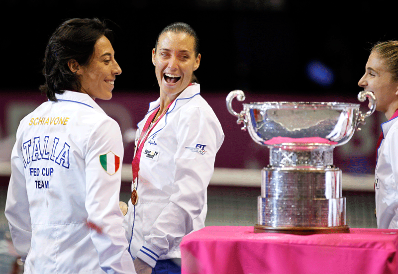 Italy celebrate Fed Cup after win Emirates247