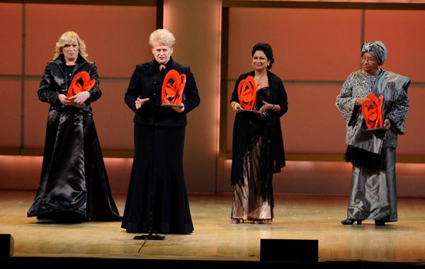 President of Lithuania Dalia Grybauskaite accepts her award at the 20th annual Glamour Women of the Year Awards at Carnegie Hall in New York. (AP)