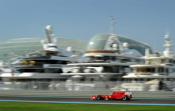 Fernando Alonso of Spain and Ferrari drives during the final practice session prior to qualifying for the Abu Dhabi Formula One Grand Prix at the Yas Marina Circuit. (GETTY)