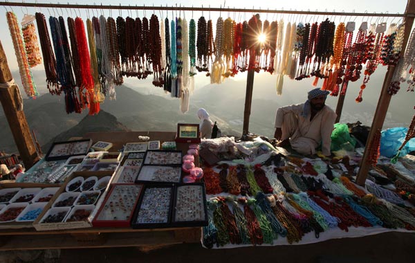 A vendor sells prayer beads during the annual haj pilgrimage in Mecca. (REUTERS)