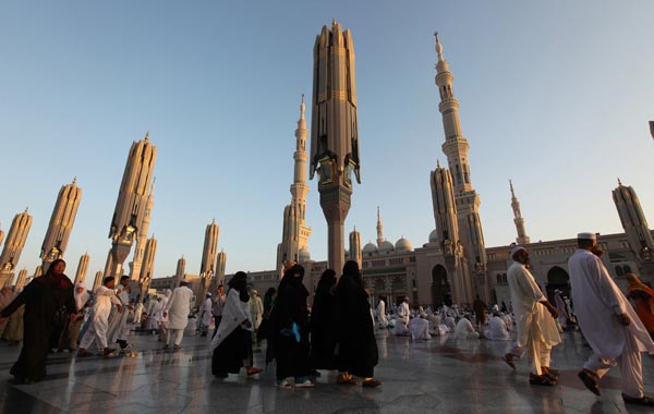 Muslims walk in Mohammed Mosque during the annual Haj pilgrimage ahead of Eid al-Adha in the Saudi holy city of Madina. (REUTERS)