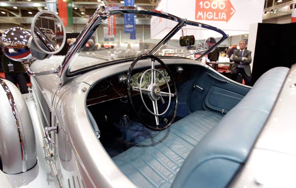 A 500 Mercedes Benz car, which was build in 1935 as a unique with an 8 cylinder OHV inline engine and a switchable Roots compressor was custom made for the former king of Iraq and is on display at the International Essen Motorshow Fair. (AP)
