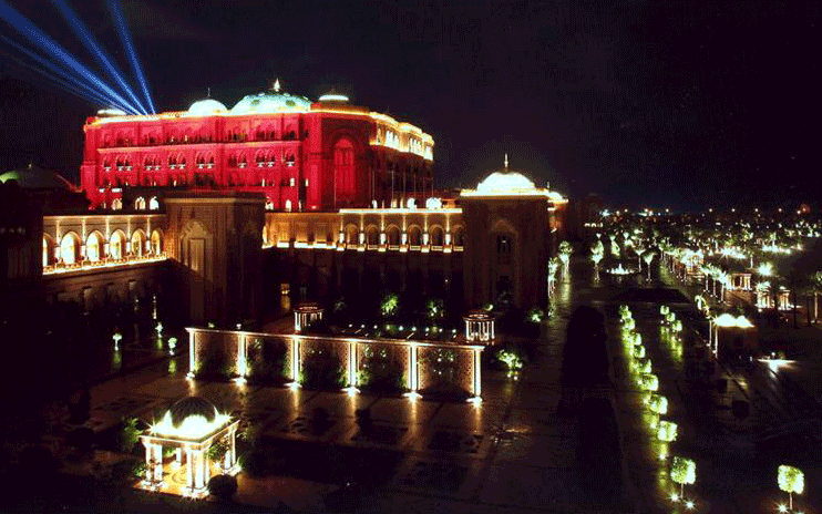 A file picture of Emirates Palace in Abu Dhabi illuminated to mark UAE National Day. (Wam)
