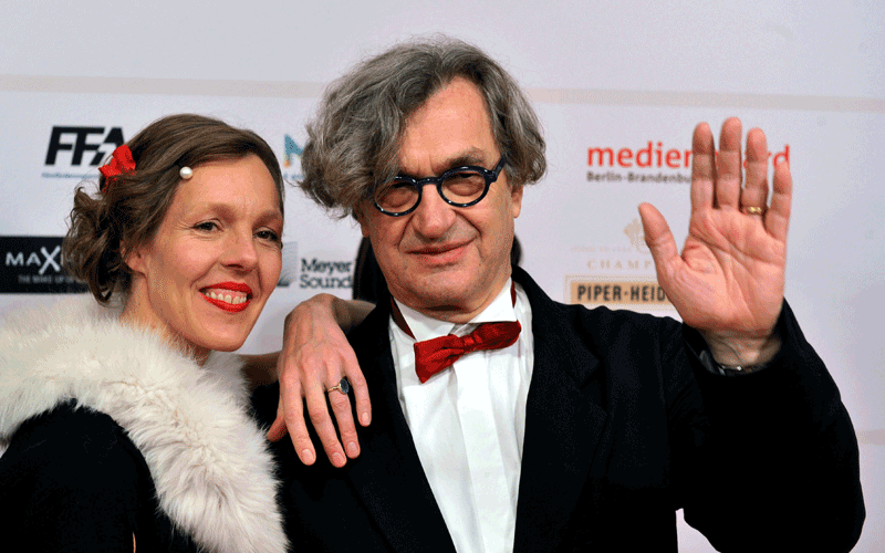 German director and president of the European Film Academy Wim Wenders (right) and his wife Donata arrive at the 23rd European Film Awards in Tallinn. (AFP)
