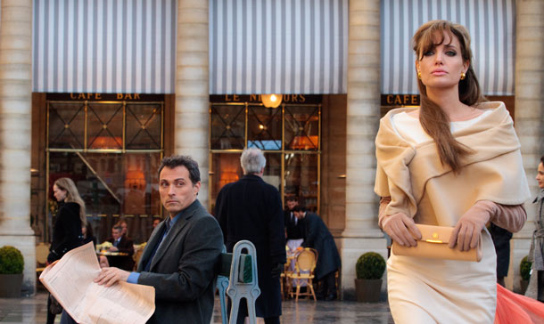 In this film publicity image released by Sony Pictures, Rufus Sewell and Angelina Jolie are shown in Columbia Pictures' "The Tourist." (AP)