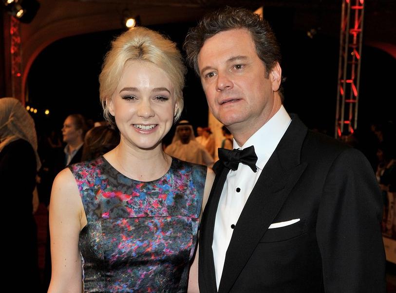 Actors Carey Mulligan and Colin Firth are interrupted by media while they chat on the red carpet for the opening of the Dubai International Film Festival (GETTY IMAGES)