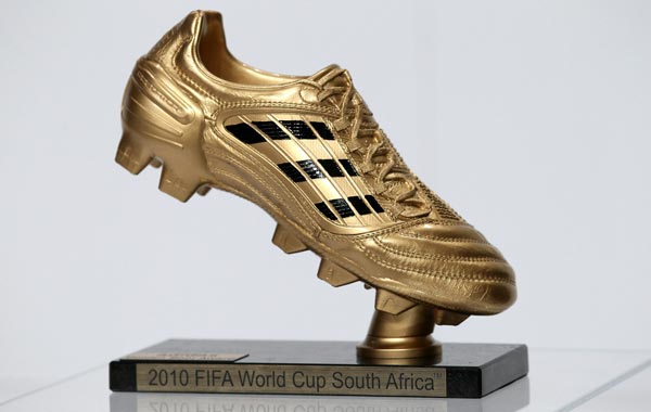 The adidas Golden Boot award is pictured during the FIFA 2010 World Cup adidas Golden Award ceremony at the adidas headquarters. (GETTY)