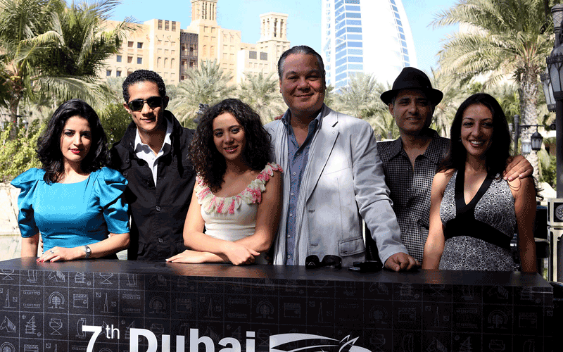 The cast and crew of 'Cario Exit' during a photo call at the 7th Dubai International Film Festival 2010 (Ashok Verma)