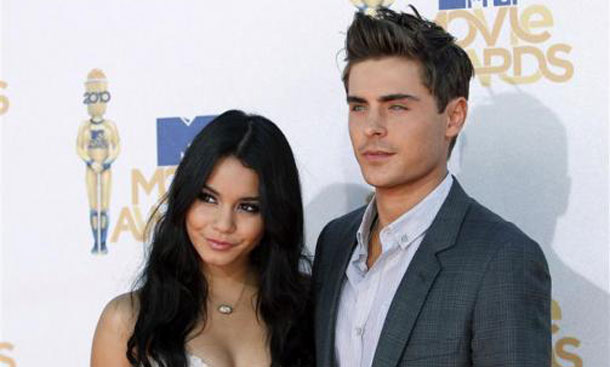 Vanessa Hudgens and Zac Efron arrive at the 2010 MTV Movie Awards in Los Angeles. (REUTERS)