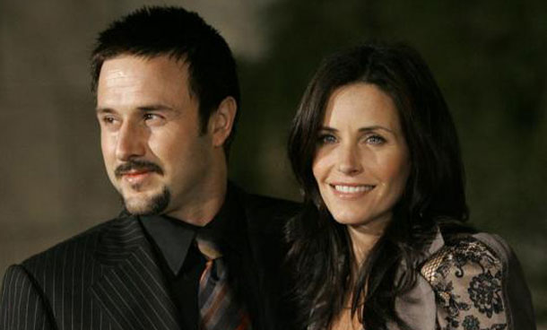 David Arquette and Courteney Cox (R) arrive at the launch party of "Christal", the latest [Christian Dior timepiece designed by John Galliano], at the Getty Museum in Los Angeles. (REUTERS)