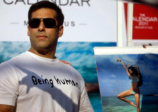 Bollywood actor Salman Khan looks on during Kingfisher swimsuit calendar launch in Mumbai, India. (AP)