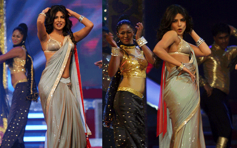 Indian Bollywood actress Priyanka Chopra performs on the stage of "Big Star Entertainment Awards" ceremony in Mumbai. (AFP)