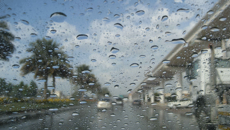 Scattered showers in Al Qusais and adjoining areas of Sharjah and Dubai, with more rains forecasted for the rest of the day on Monday. (JOSEPH GEORGE)