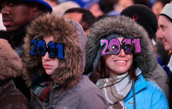 Revellers celebrate New Year's Eve in Times Square in New York. (REUTERS)
