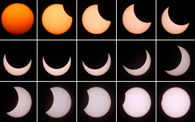 A combination of photographs shows a partial solar eclipse in Vienna. (REUTERS)