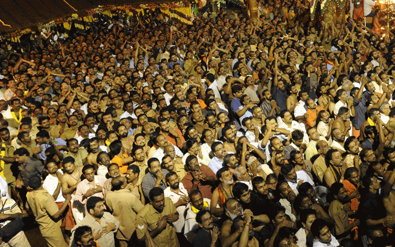 A packed jeep had lost control and ploughed into a crowd of devotees packed onto a narrow road triggering a stampede (AFP)